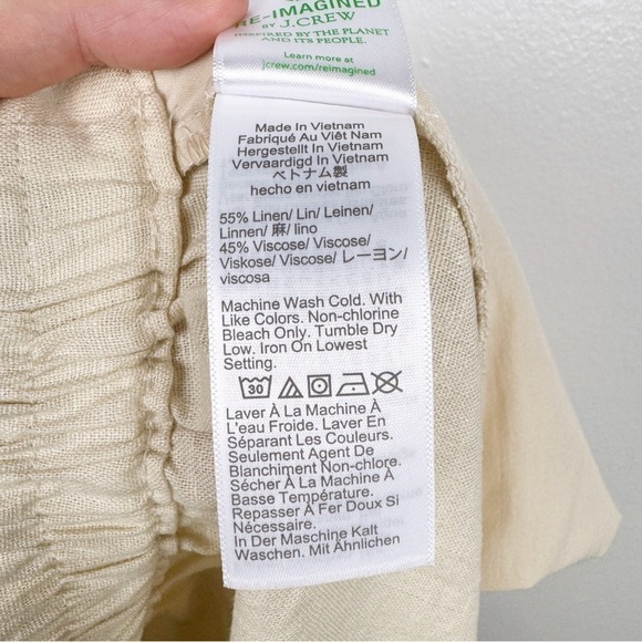 J. Crew Elastic Back Linen Blend Pleated Shorts Cream Size 6/S NWOT - Picture 6 of 6
